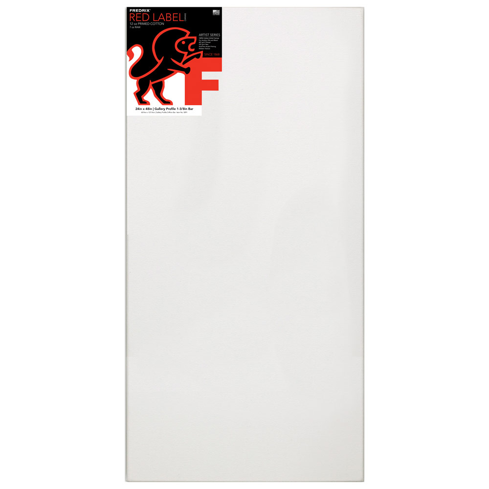 Fredrix RED LABEL 12oz Acrylic Primed Cotton Canvas 1-3/8" Gallery 24"x48"