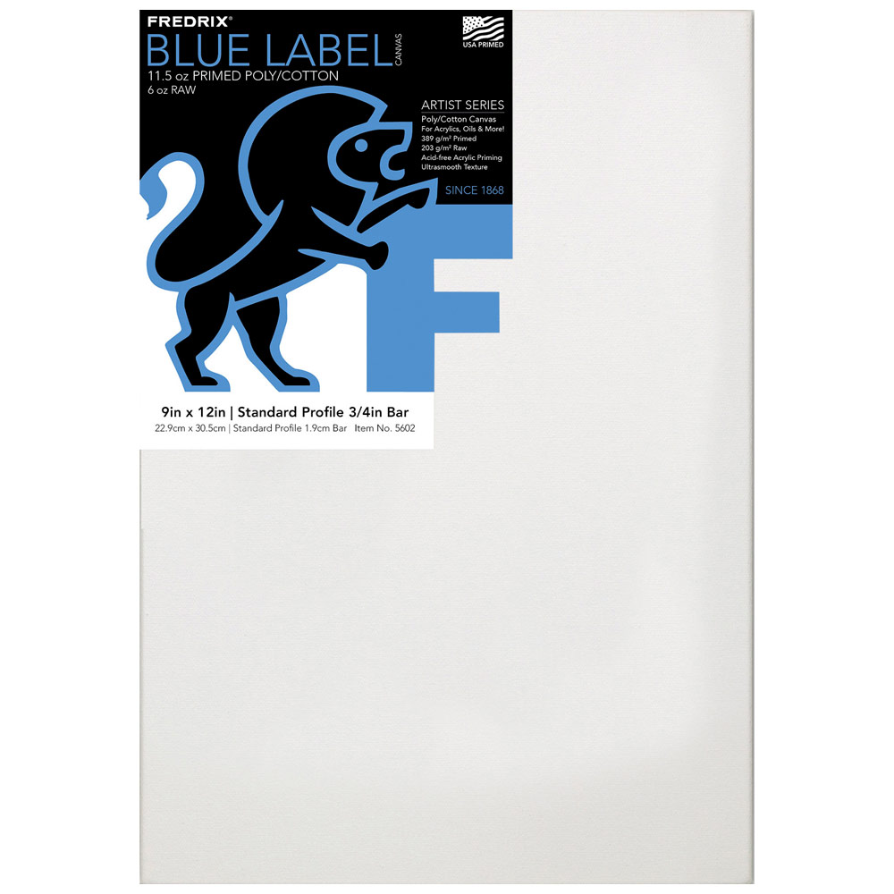 Fredrix BLUE LABEL Ultra Smooth Poly/Cotton Canvas 3/4" Studio 9"x12"