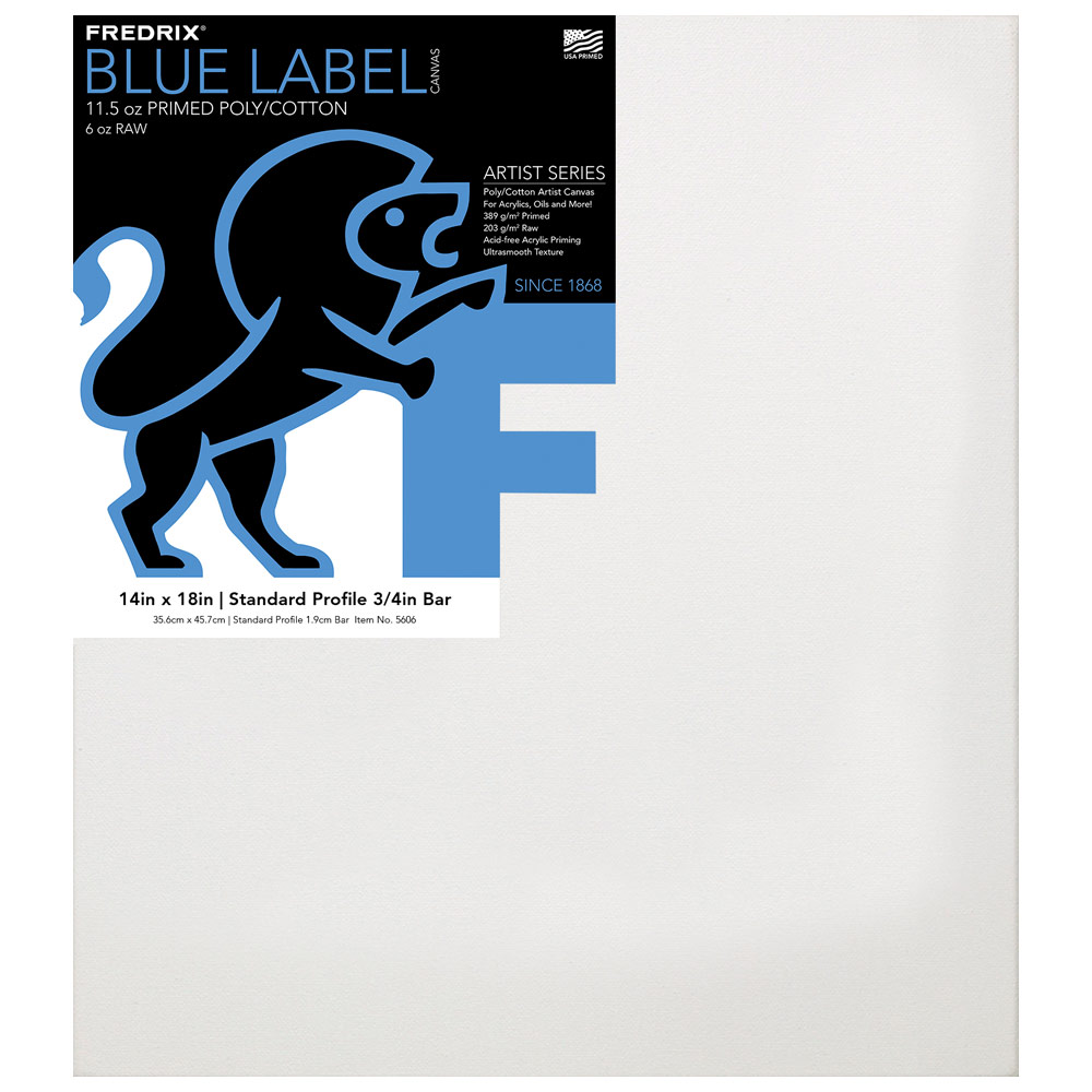 Fredrix BLUE LABEL Ultra Smooth Poly/Cotton Canvas 3/4" Studio 14"x18"