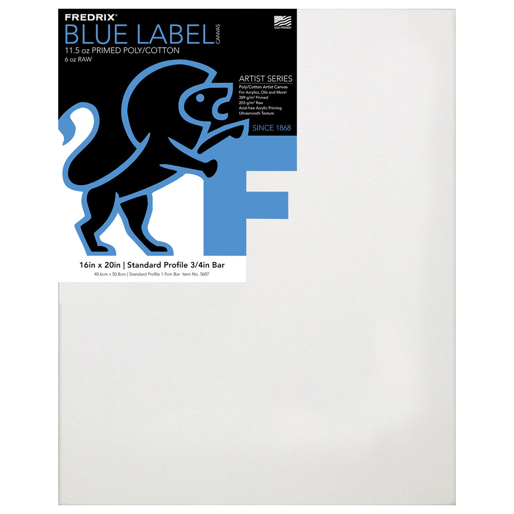 Fredrix BLUE LABEL Ultrasmooth Poly/Cotton Canvas 3/4" Trad 16"x20"