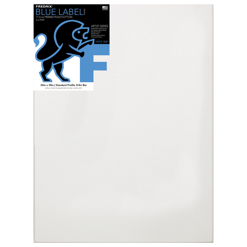 Fredrix BLUE LABEL Ultrasmooth Poly/Cotton Canvas 3/4" Trad 24"x30"