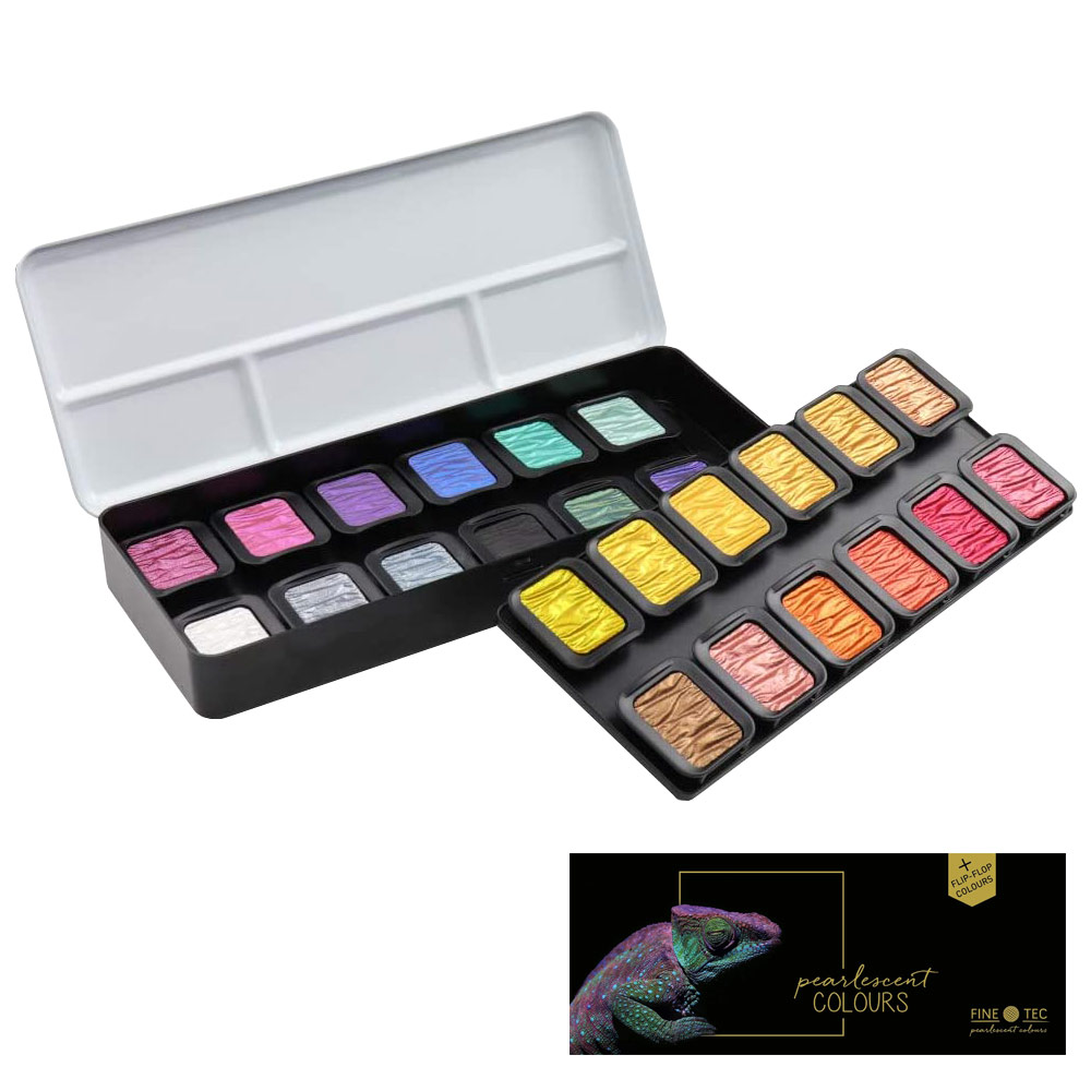 FINETEC Pearlescent Watercolour 24 Set Colourful