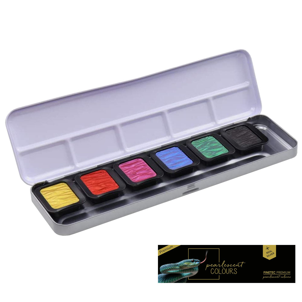 FINETEC Premium Pearlescent Watercolour 6 Set High Chroma