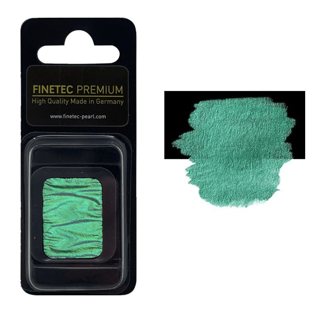 FINETEC Premium Pearlescent Watercolour Pan High Chroma Green