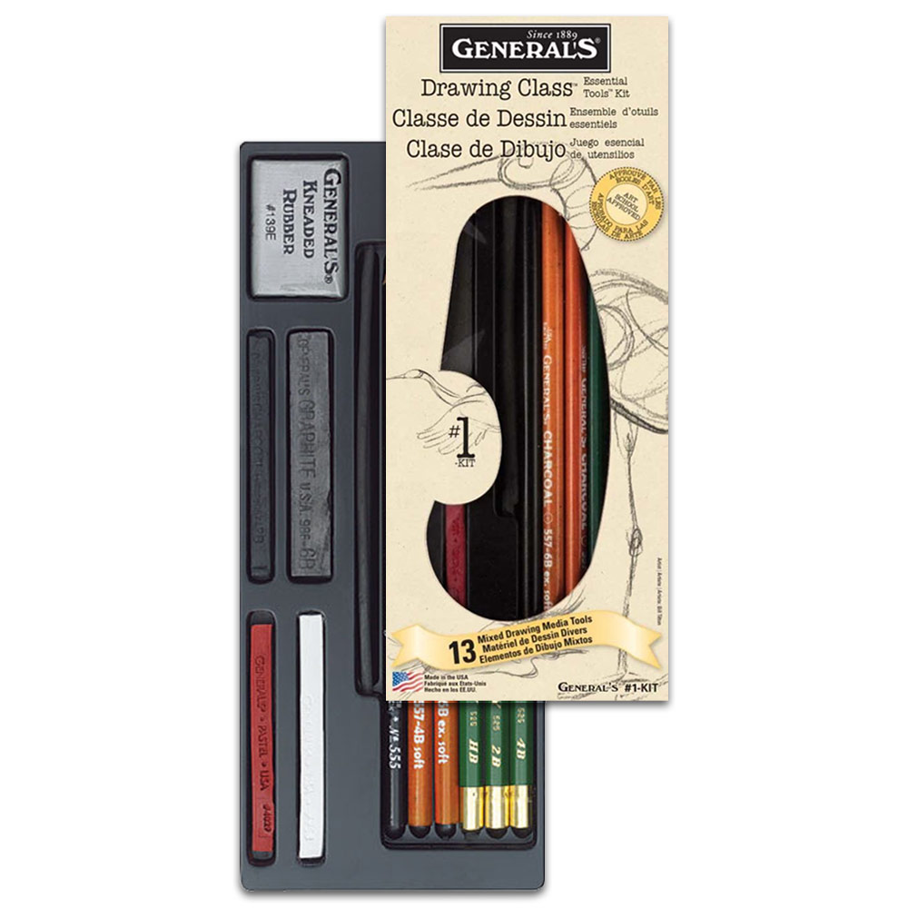 compressed charcoal sticks Drawing Class Essential Tools Kit