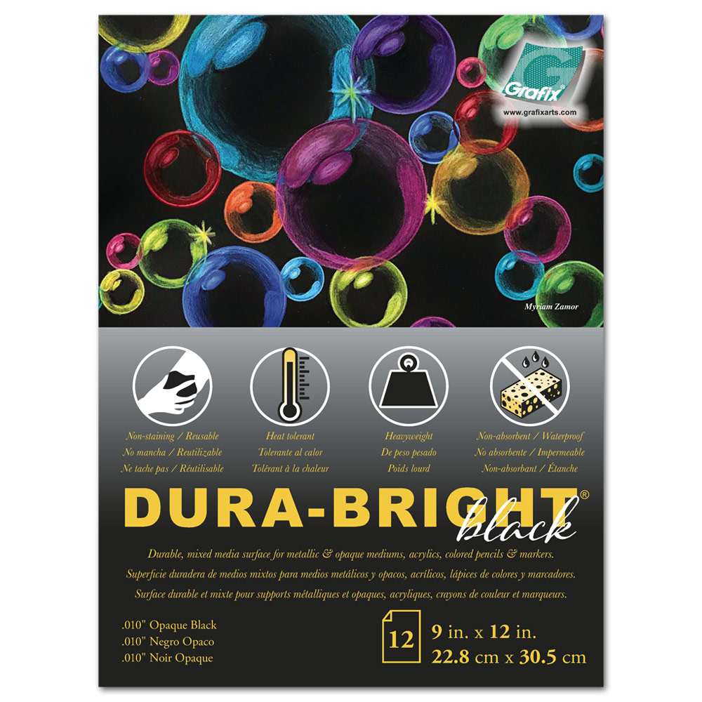 Grafix Dura-Bright 9x12 Black 12 Sheet Pack