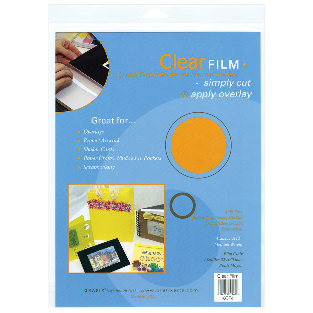 Grafix Clear Film .005 Thick 4 Pack 9"x12" Clear