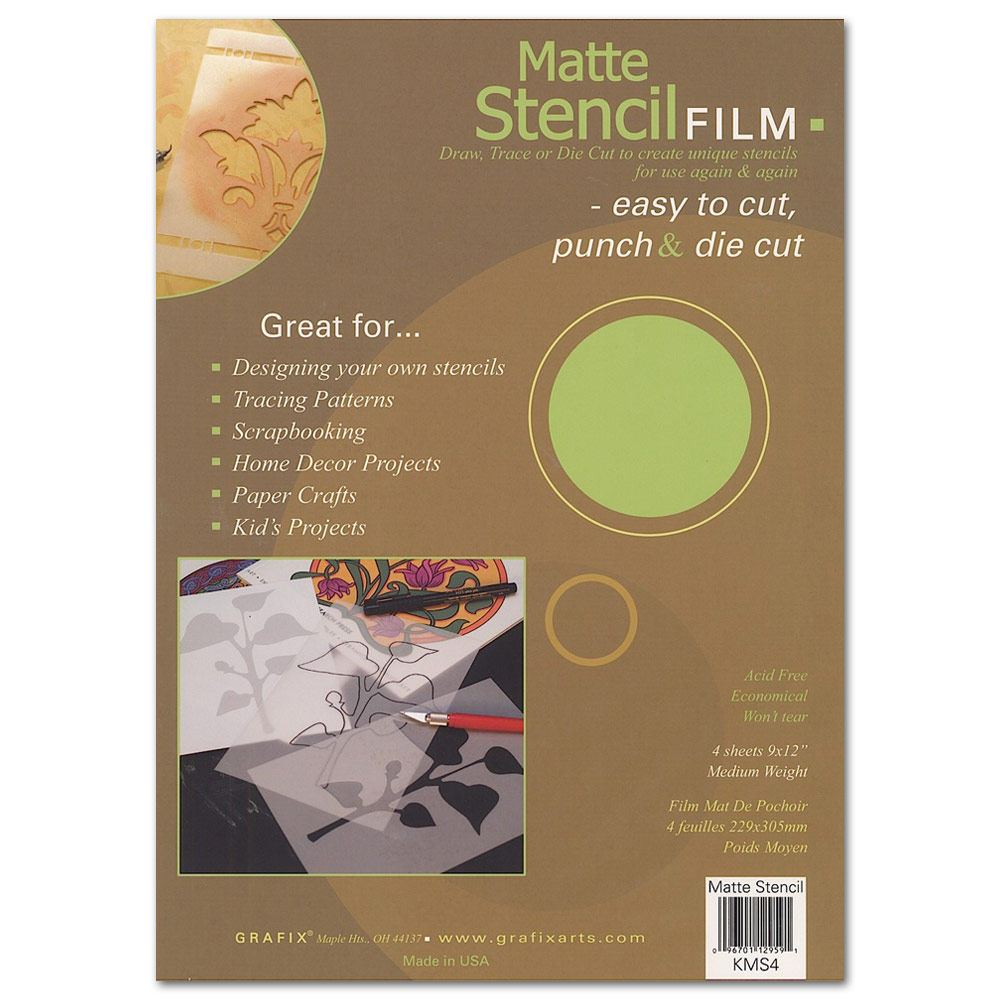 Grafix Stencil Film .005 Thick 4 Pack 9"x12" Matte