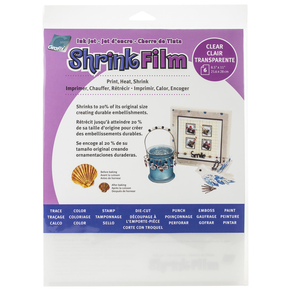 Grafix Shrink Film Ink Jet 6 Pack 8.5"x11" Clear