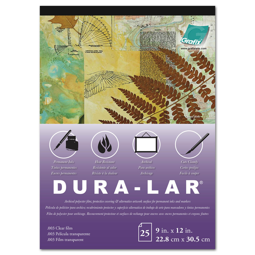 Grafix Dura-Lar Film Pad .003" Thick 25 Sheets 9"x12" Clear