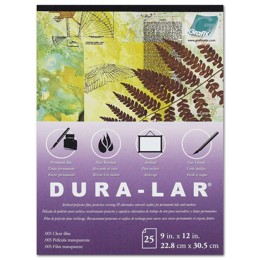 Grafix Dura-Lar Film Pad .005" Thick 25 Sheets 9"x12" Clear