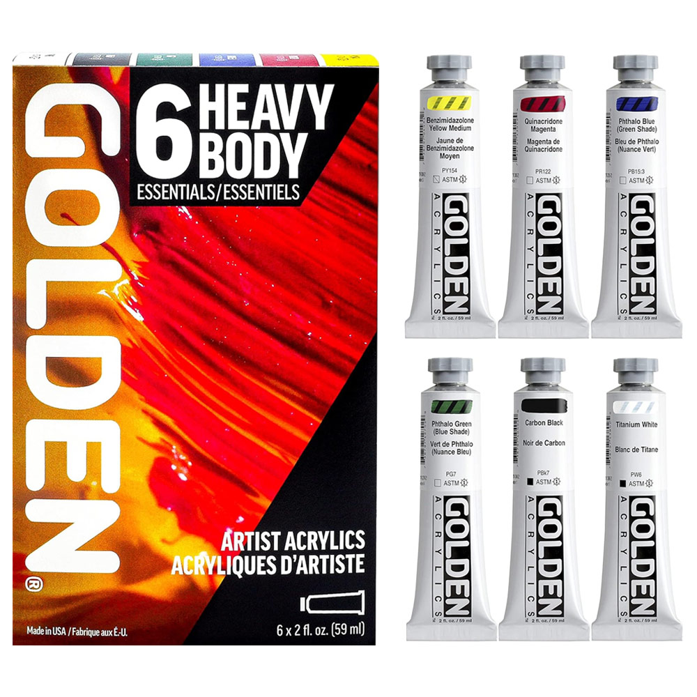 Golden Acrylics Heavy Body 6 x 59ml Set Essentials