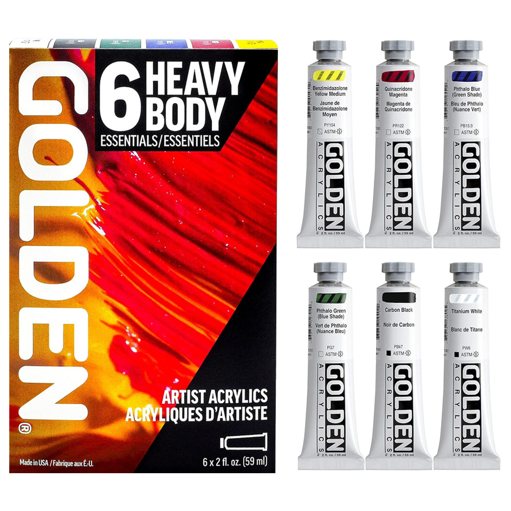 Golden Acrylics Heavy Body 6 x 59ml Set Essentials