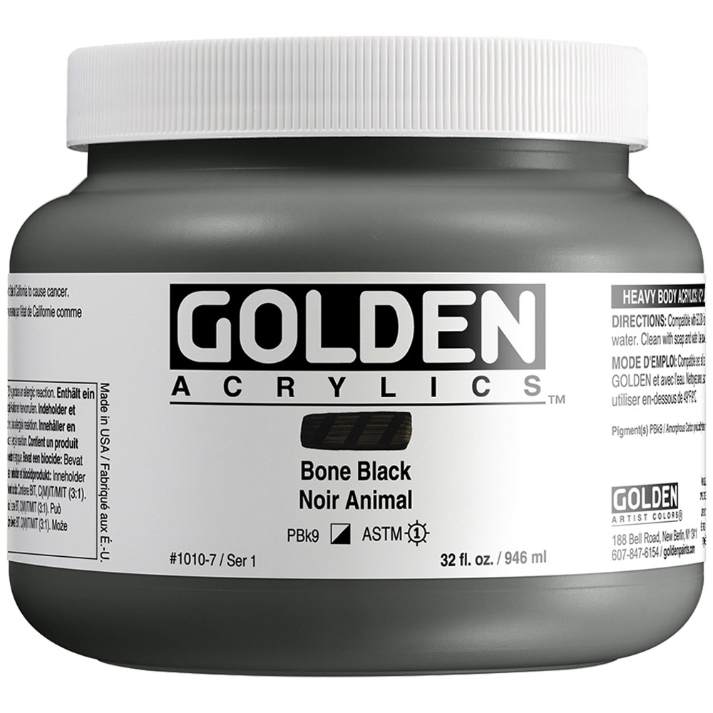Golden Acrylics Heavy Body 32oz Bone Black