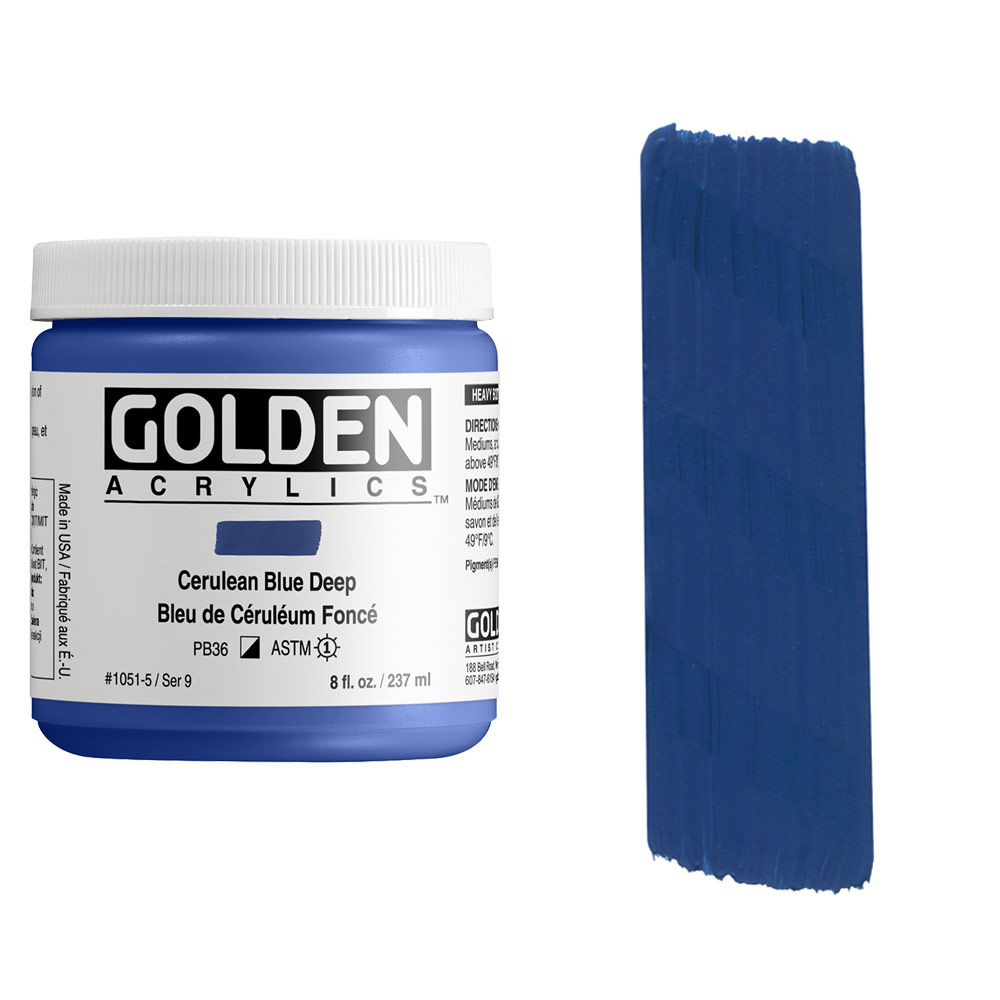Golden Heavy Body Artist Acrylics - Cobalt Blue, 8 oz Jar