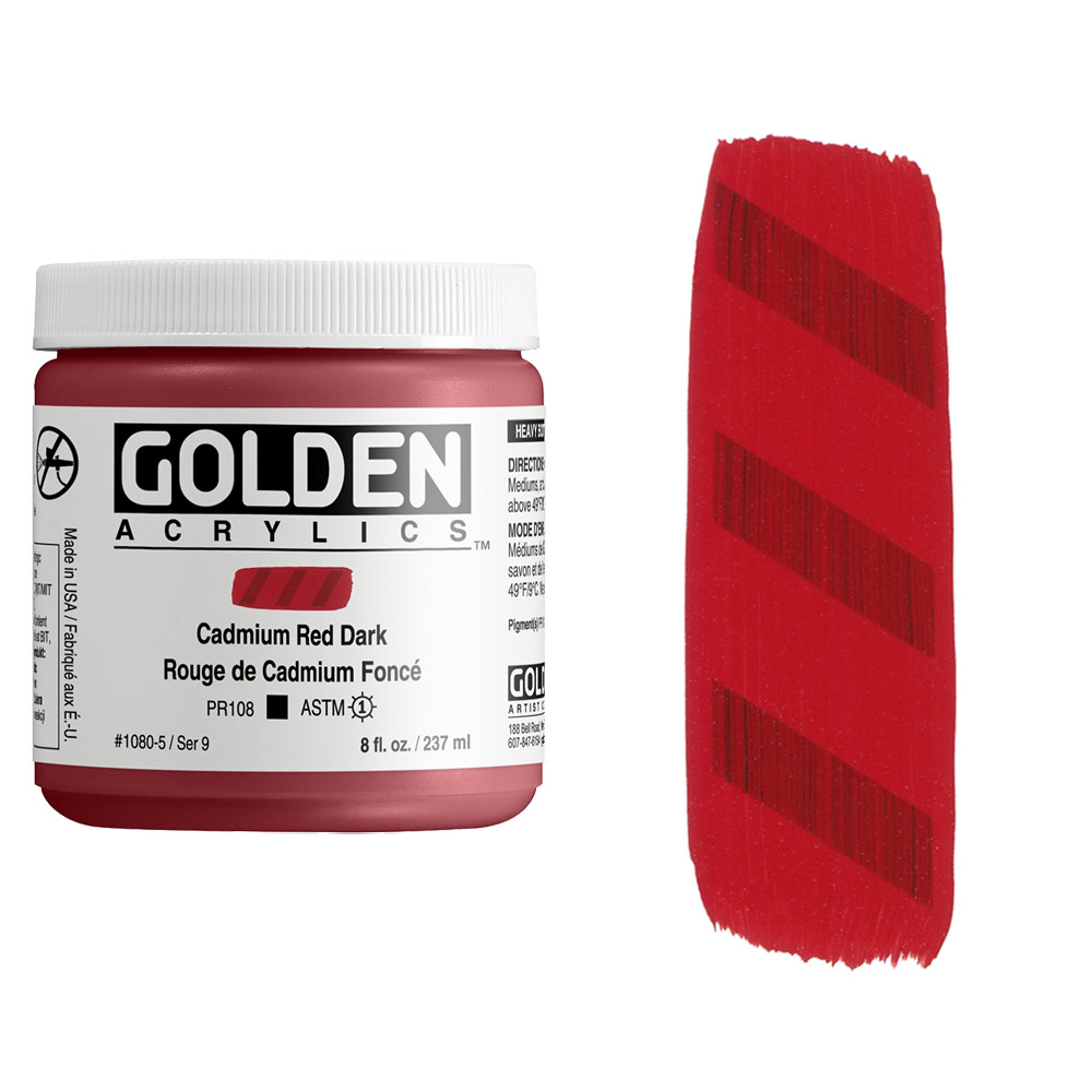 Golden Acrylics Heavy Body 8oz Cadmium Red Dark