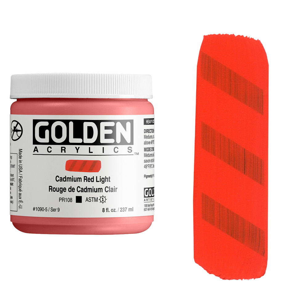 Golden Acrylics Heavy Body 8oz Cadmium Red Light