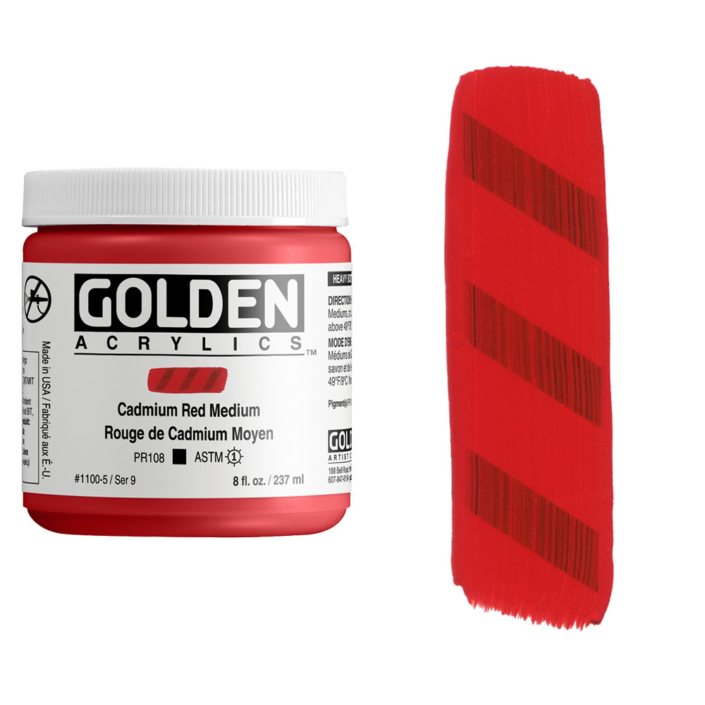 Golden Acrylics Heavy Body 8oz Cadmium Red Medium