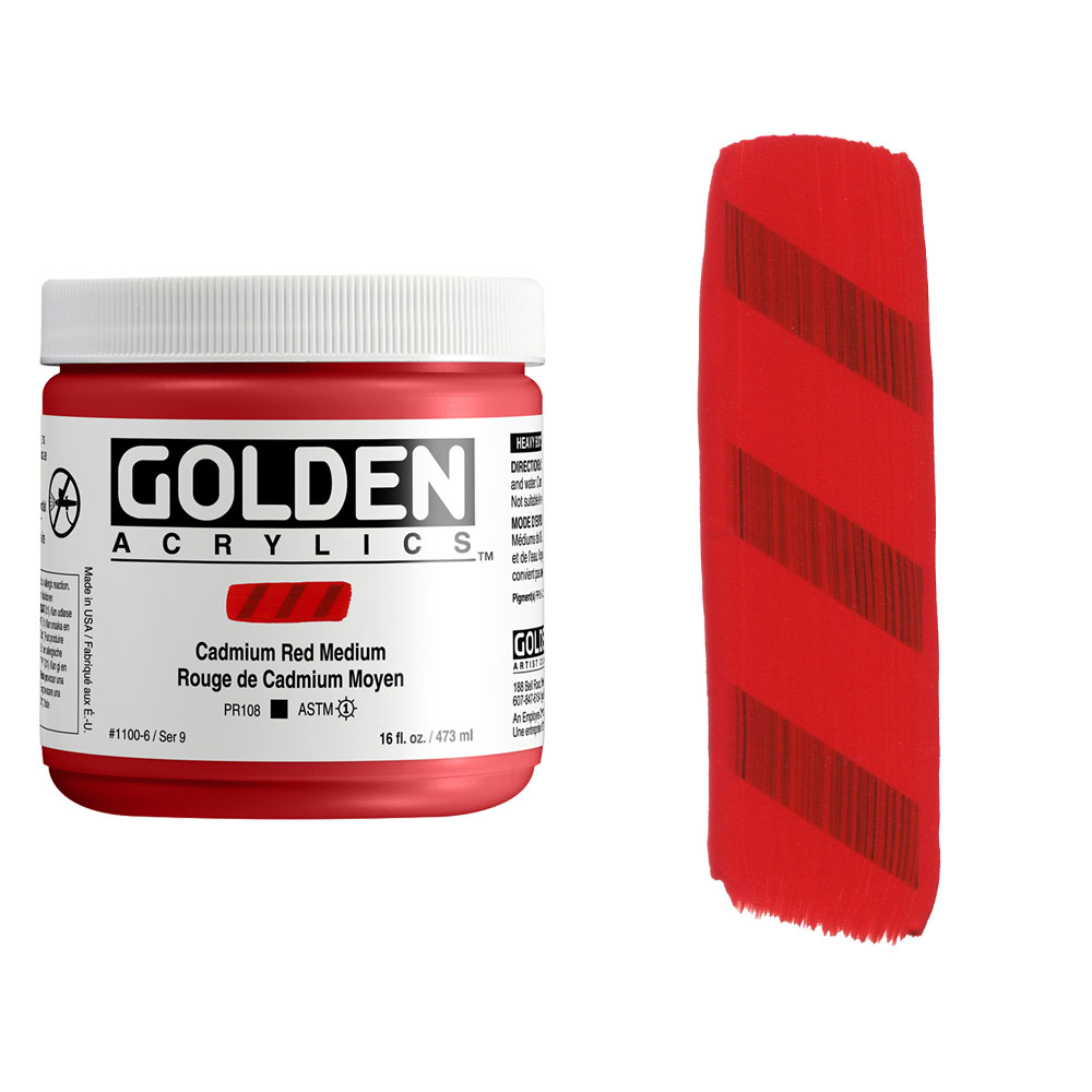 Golden Acrylics Heavy Body 16oz Cadmium Red Medium