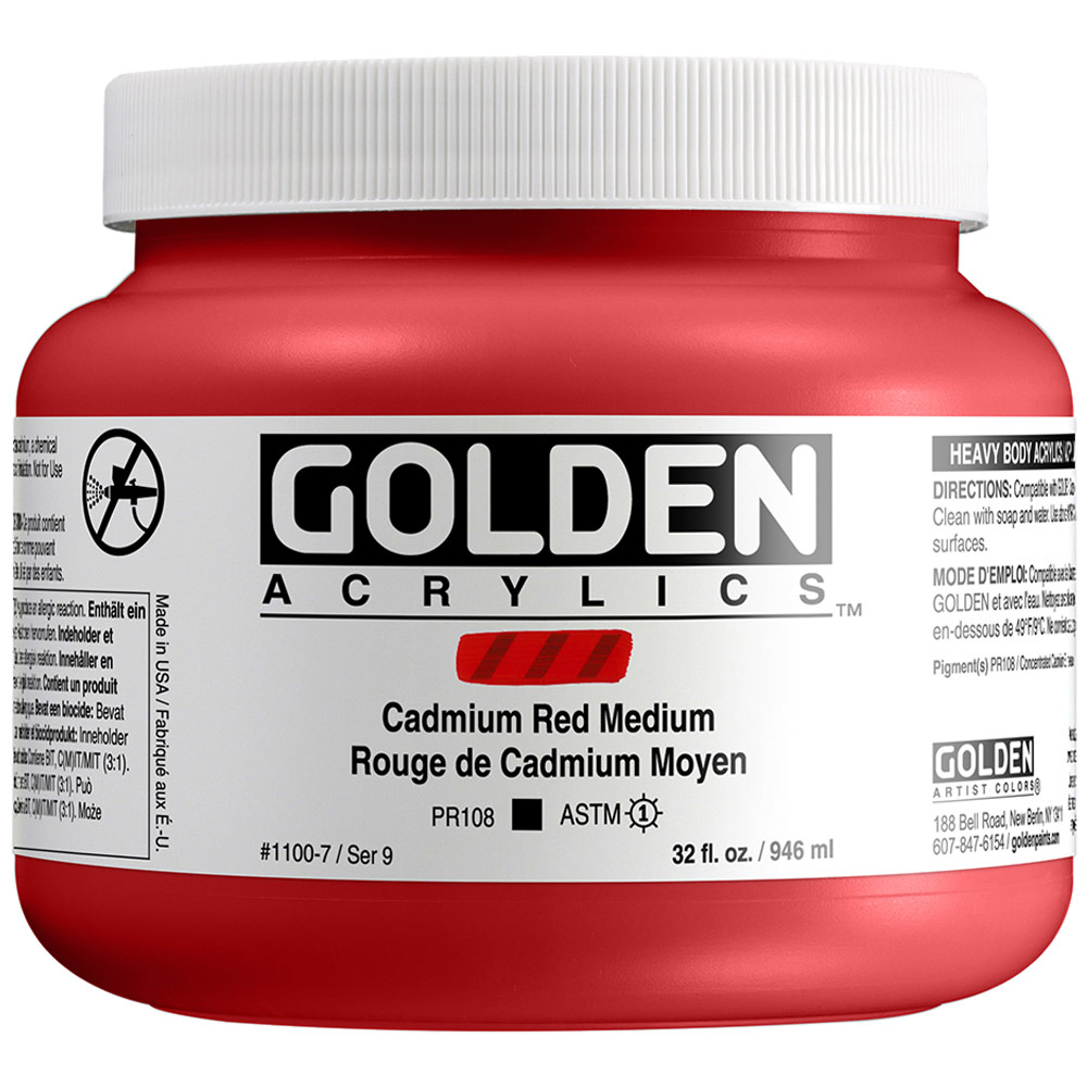 Golden Acrylics Heavy Body 32oz Cadmium Red Medium