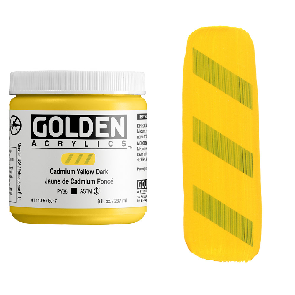 Golden Acrylics Heavy Body 8oz Cadmium Yellow Dark