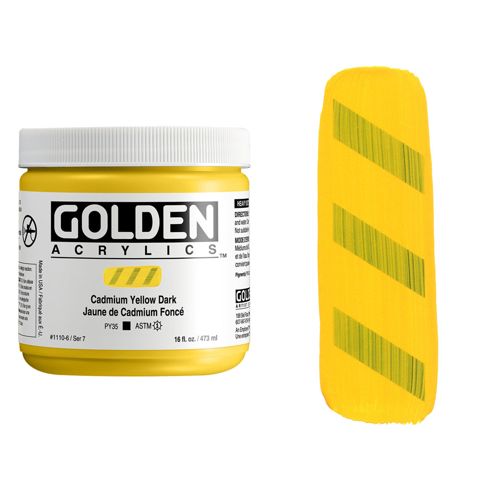 Golden Acrylics Heavy Body 16oz Cadmium Yellow Dark