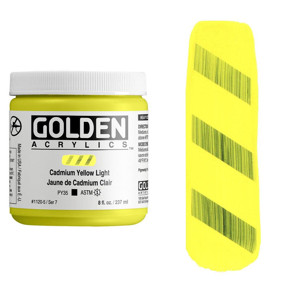 Golden Acrylics Heavy Body 8oz Cadmium Yellow Light