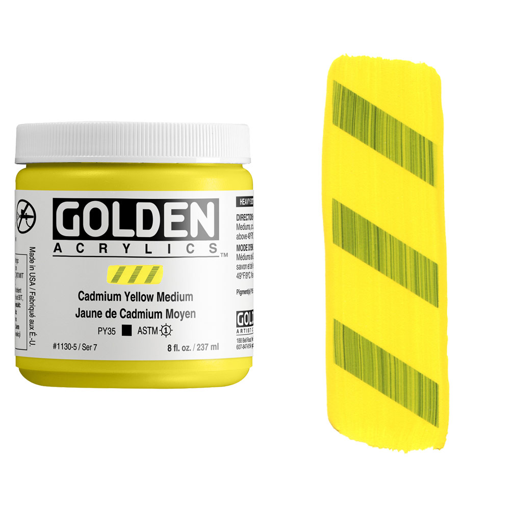 Golden Acrylics Heavy Body 8oz Cadmium Yellow Medium