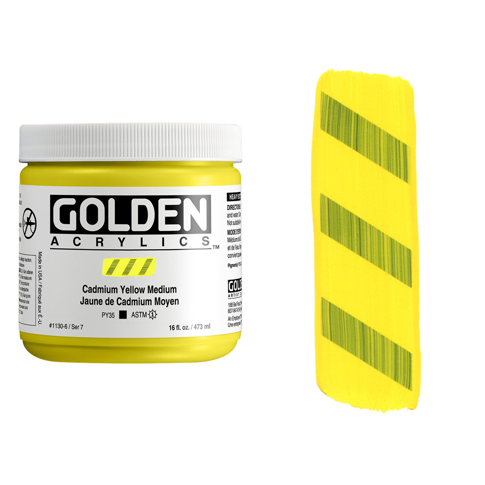Golden Acrylics Heavy Body 16oz Cadmium Yellow Medium