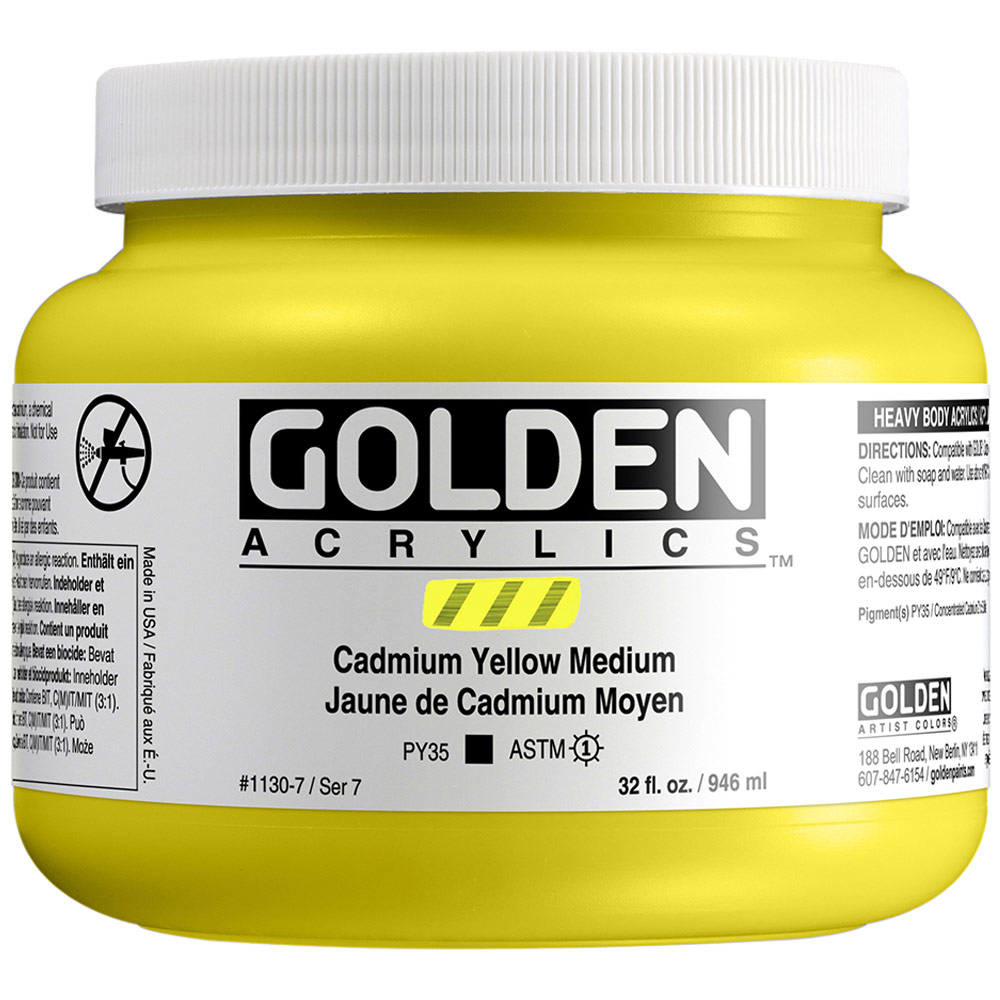 Golden Acrylics Heavy Body 32oz Cadmium Yellow Medium