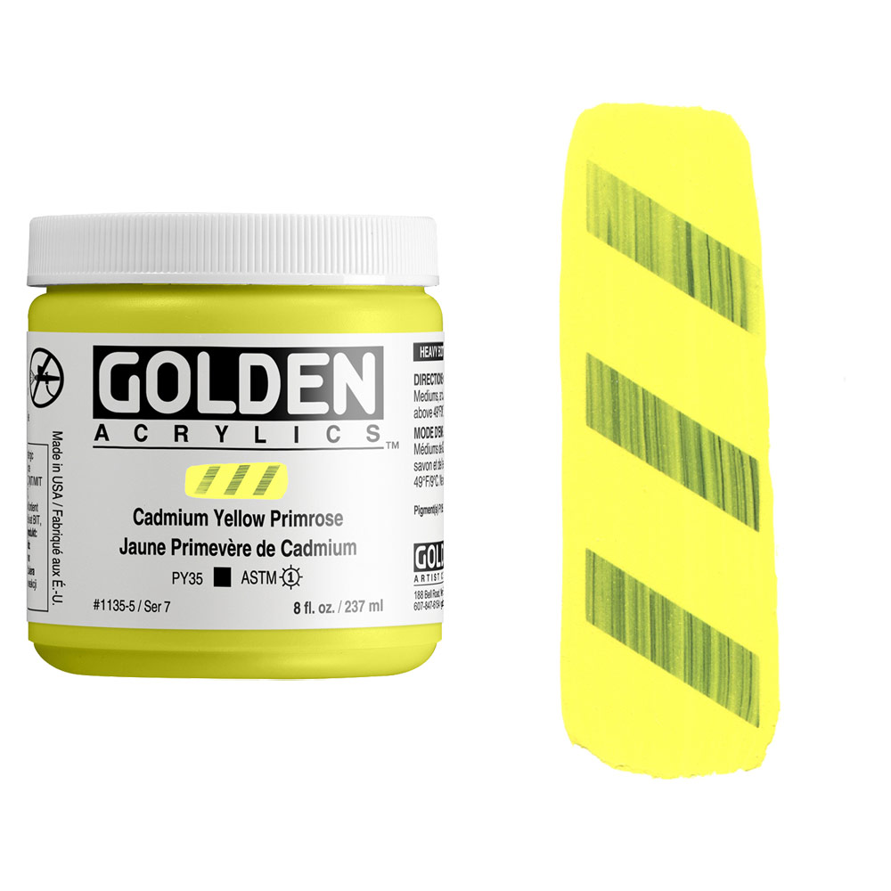 Golden Acrylics Heavy Body 8oz Cadmium Yellow Primrose