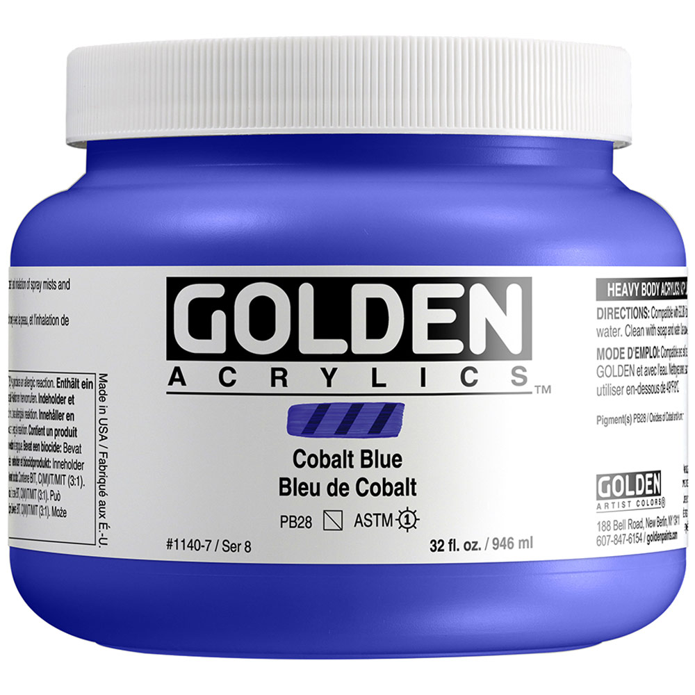 Golden Acrylics Heavy Body 32oz Cobalt Blue