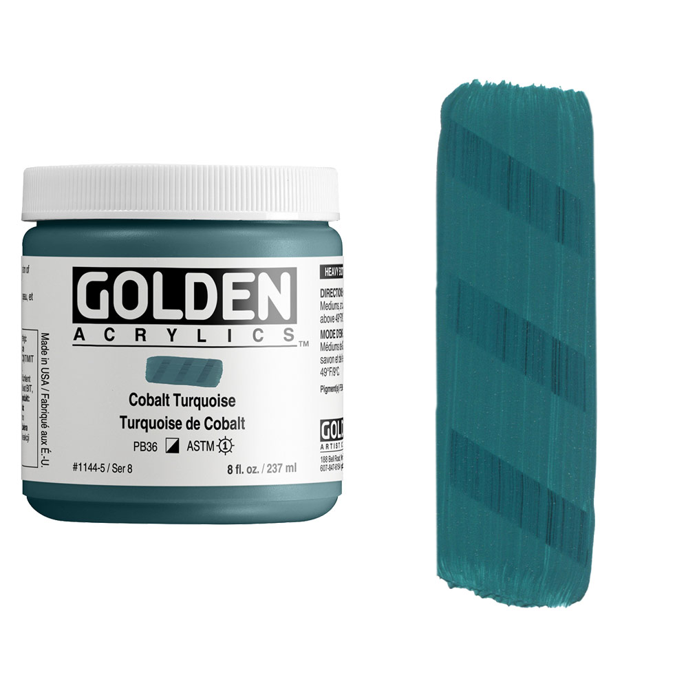 Golden Acrylics Heavy Body 8oz Cobalt Turquoise