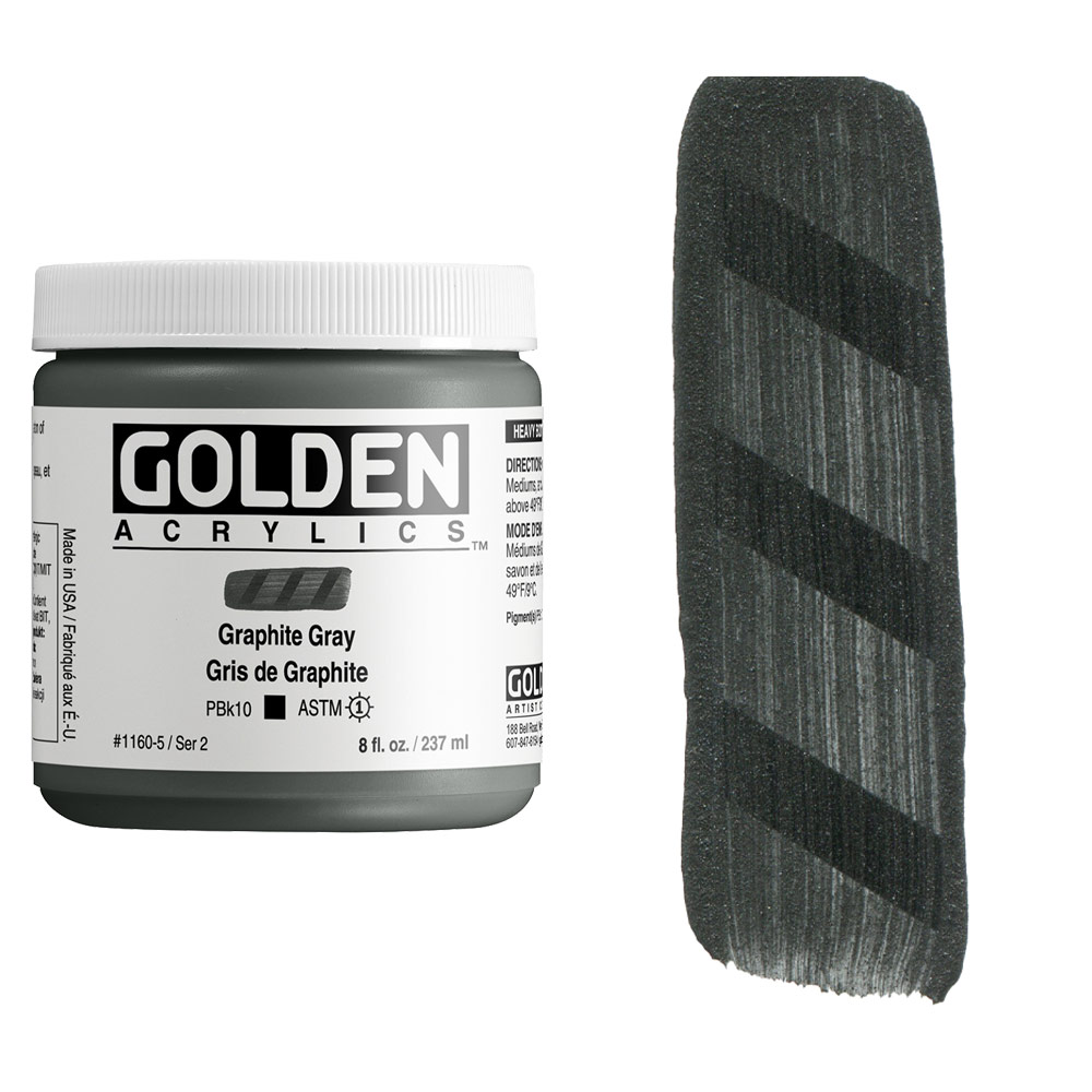 Golden Acrylics Heavy Body 8oz Graphite Gray