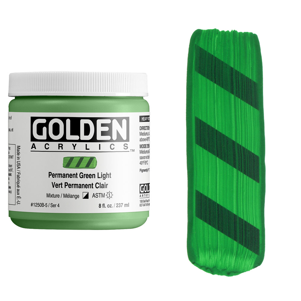Golden Acrylics Heavy Body 8oz Permanent Green Light