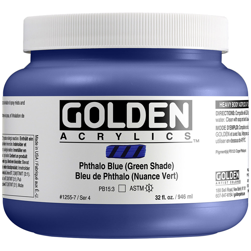 Golden Acrylics Heavy Body 32oz Phthalo Blue (Green Shade)