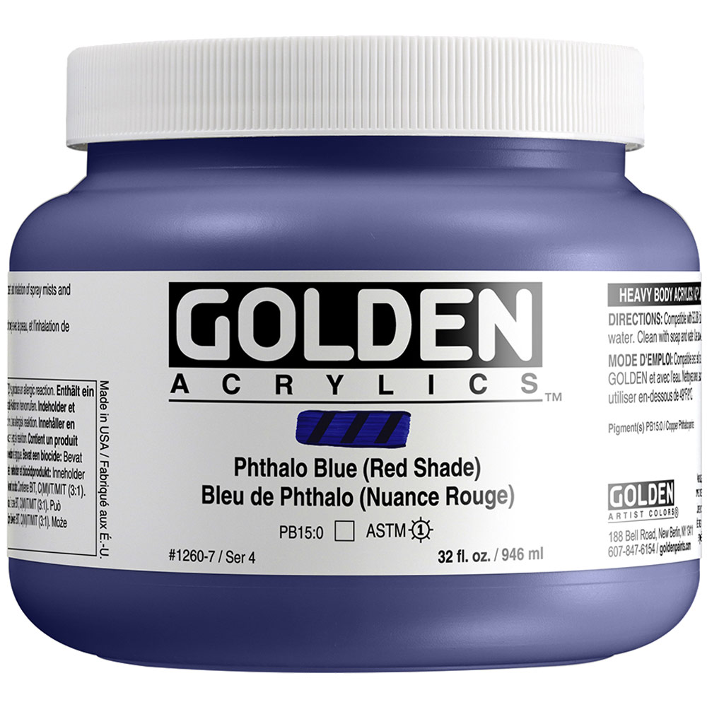 Golden Acrylics Heavy Body 32oz Phthalo Blue (Red Shade)