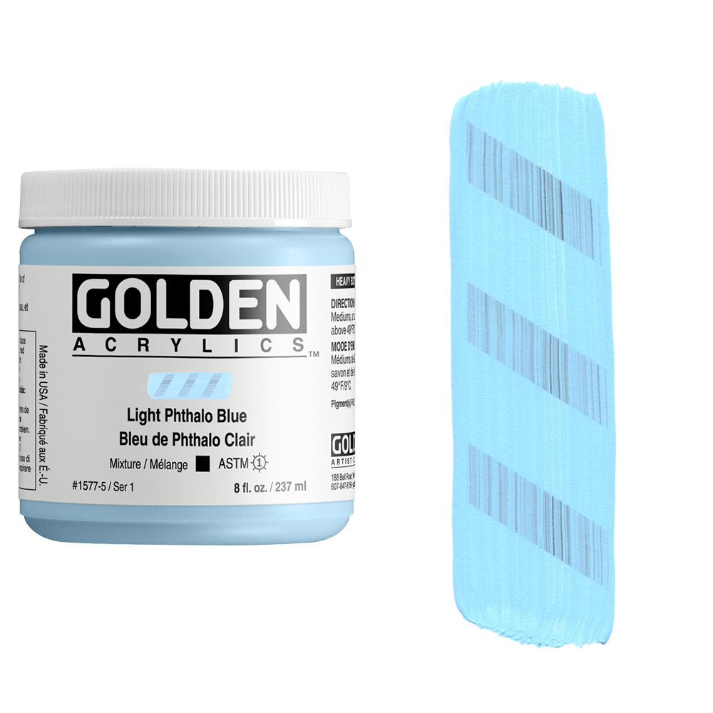 Golden Acrylics Heavy Body 8oz Light Phthalo Blue