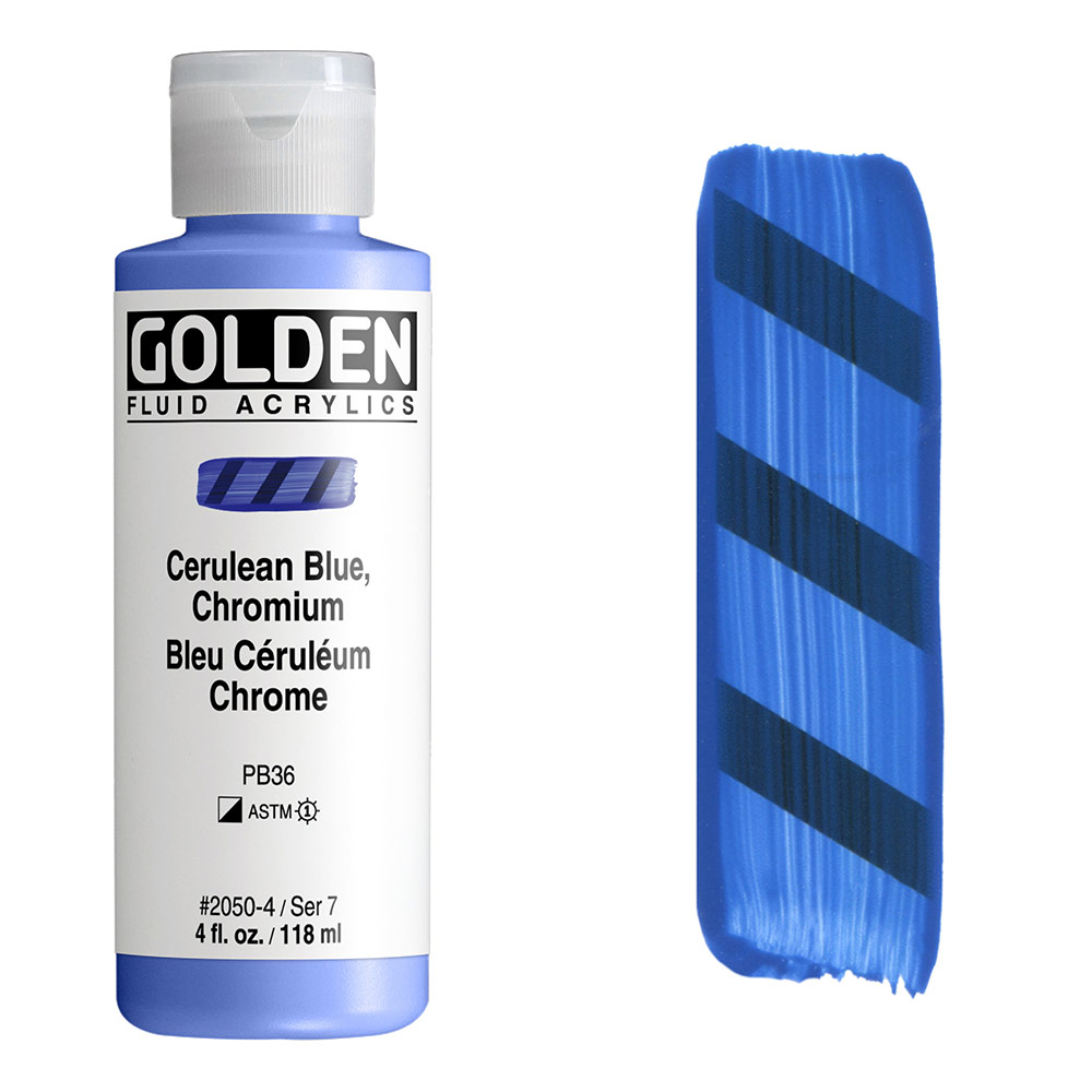 Golden Fluid Acrylics 4oz Cerulean Blue, Chromium