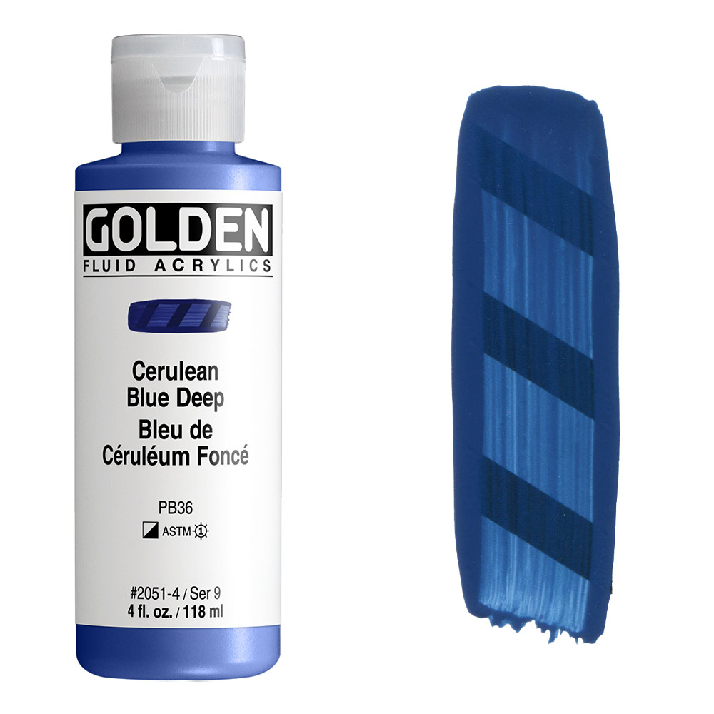 Golden Fluid Acrylics 4oz Cerulean Blue Deep