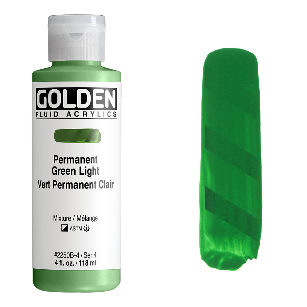 Golden Fluid Acrylics 4oz Permanent Green Light