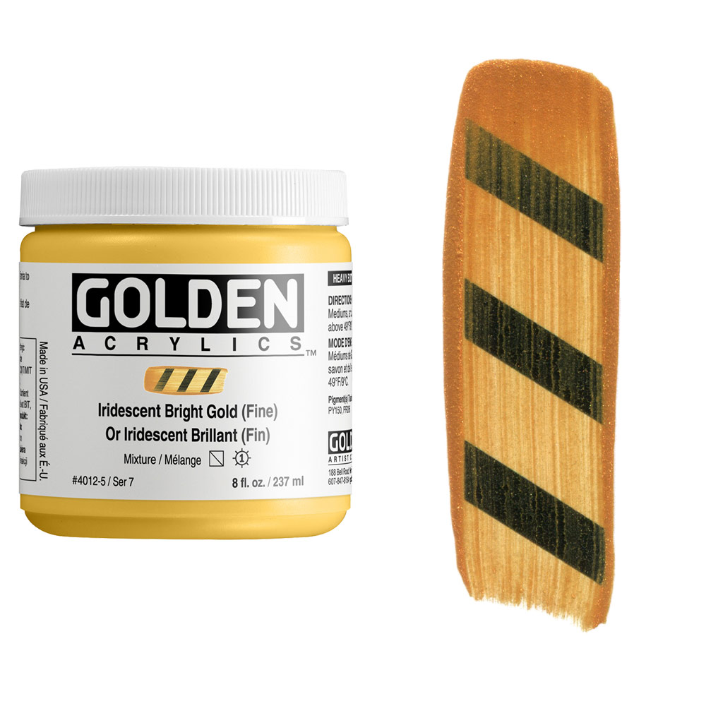 Golden Acrylics Heavy Body 8oz Iridescent Bright Gold (Fine)