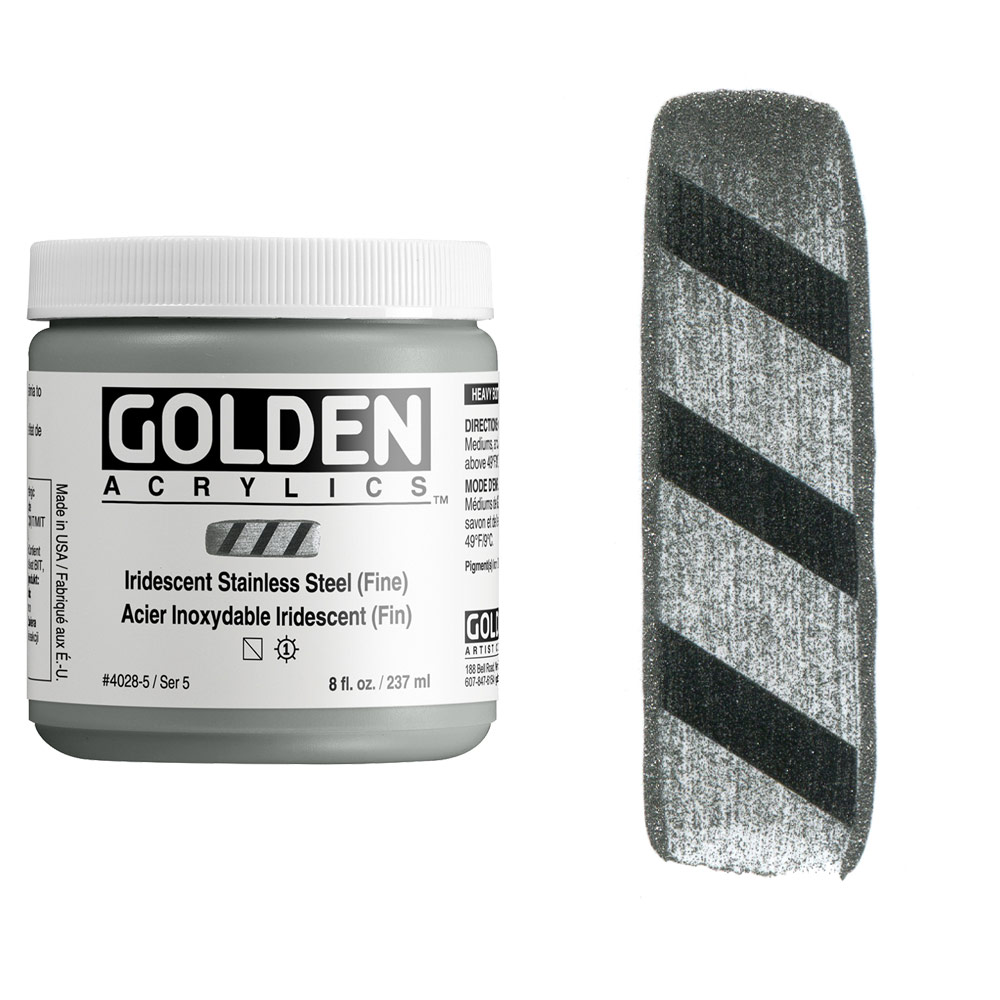 Golden Acrylics Heavy Body 8oz Iridescent Stainless Steel (Fine)