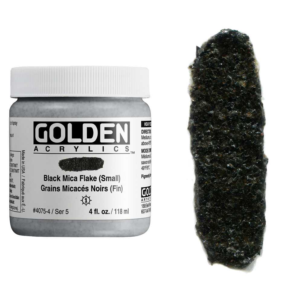 Golden Acrylics Heavy Body 4oz Black Mica Flake (Small)