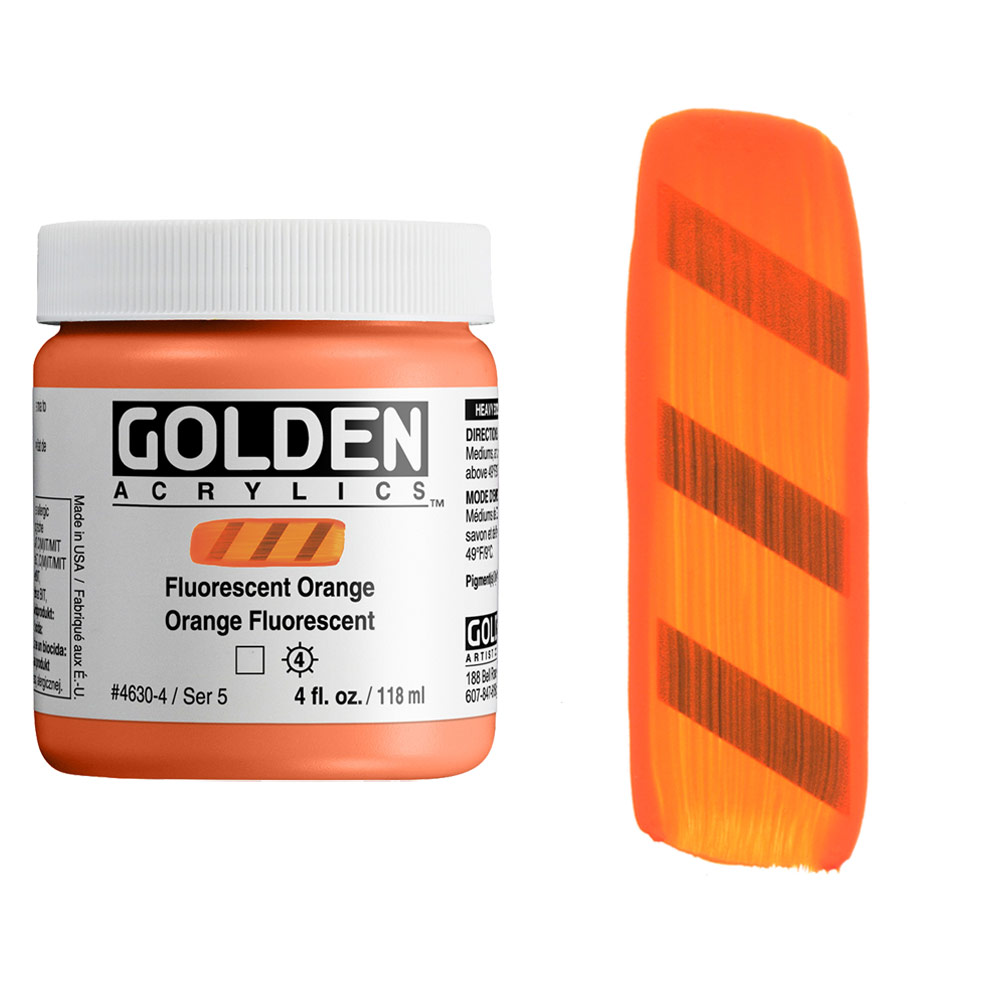 Golden Acrylics Heavy Body 4oz Fluorescent Orange