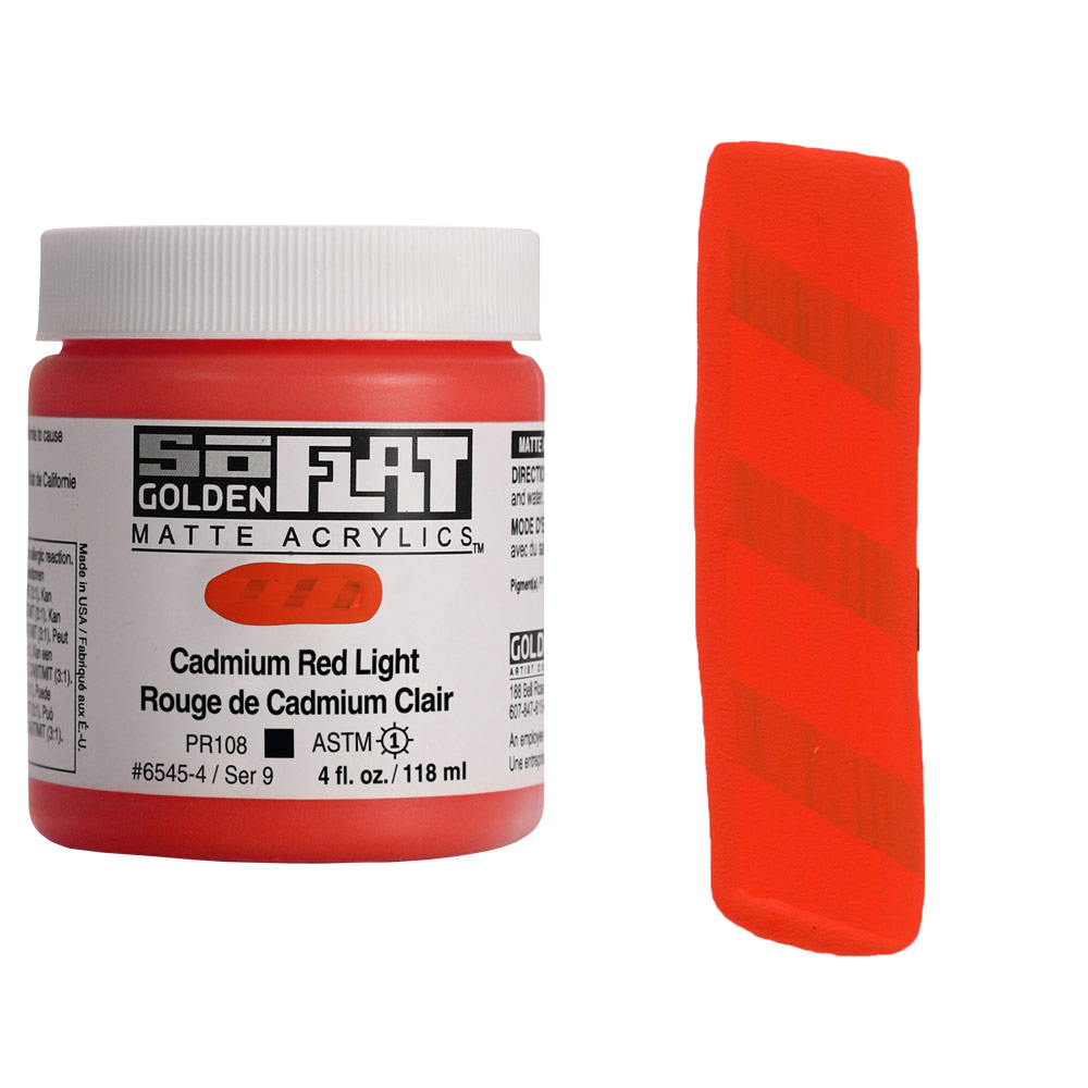 Golden SoFlat Matte Acrylics 4oz Cadmium Red Light
