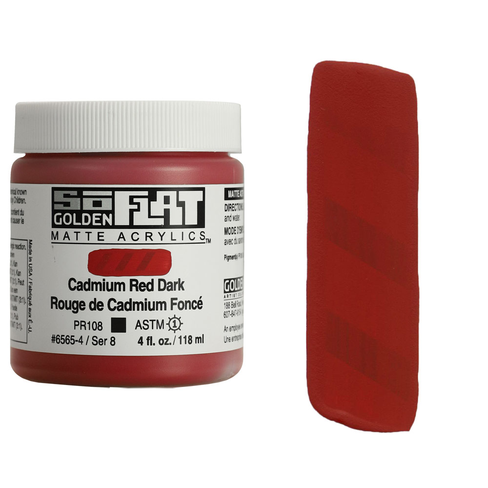 Golden SoFlat Matte Acrylics 4oz Cadmium Red Dark
