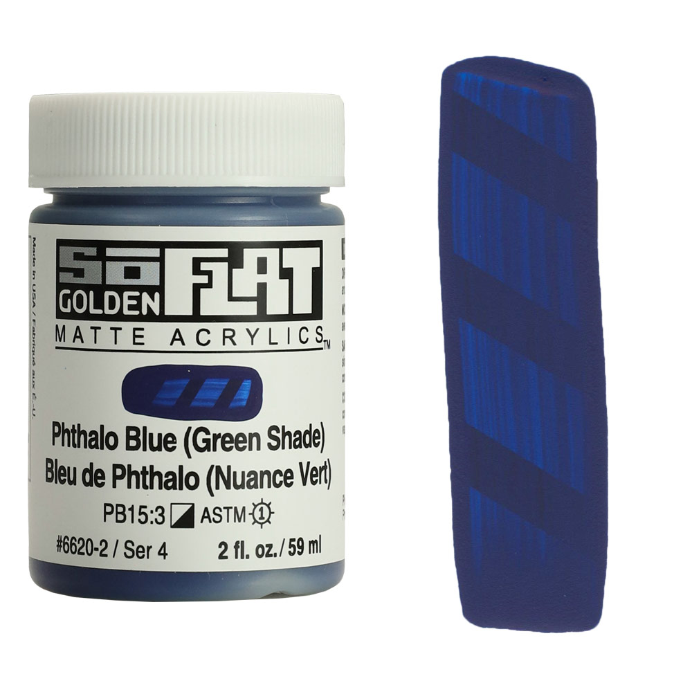 Golden SoFlat Matte Acrylic Paint - Phthalo Blue (Green Shade) 4 oz.