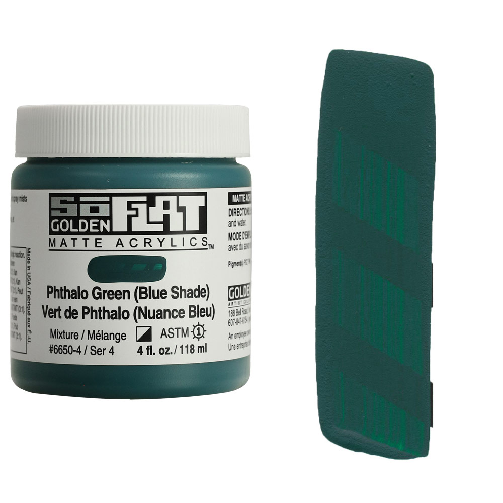 Golden SoFlat Matte Acrylics 4oz Phthalo Green (Blue Shade)