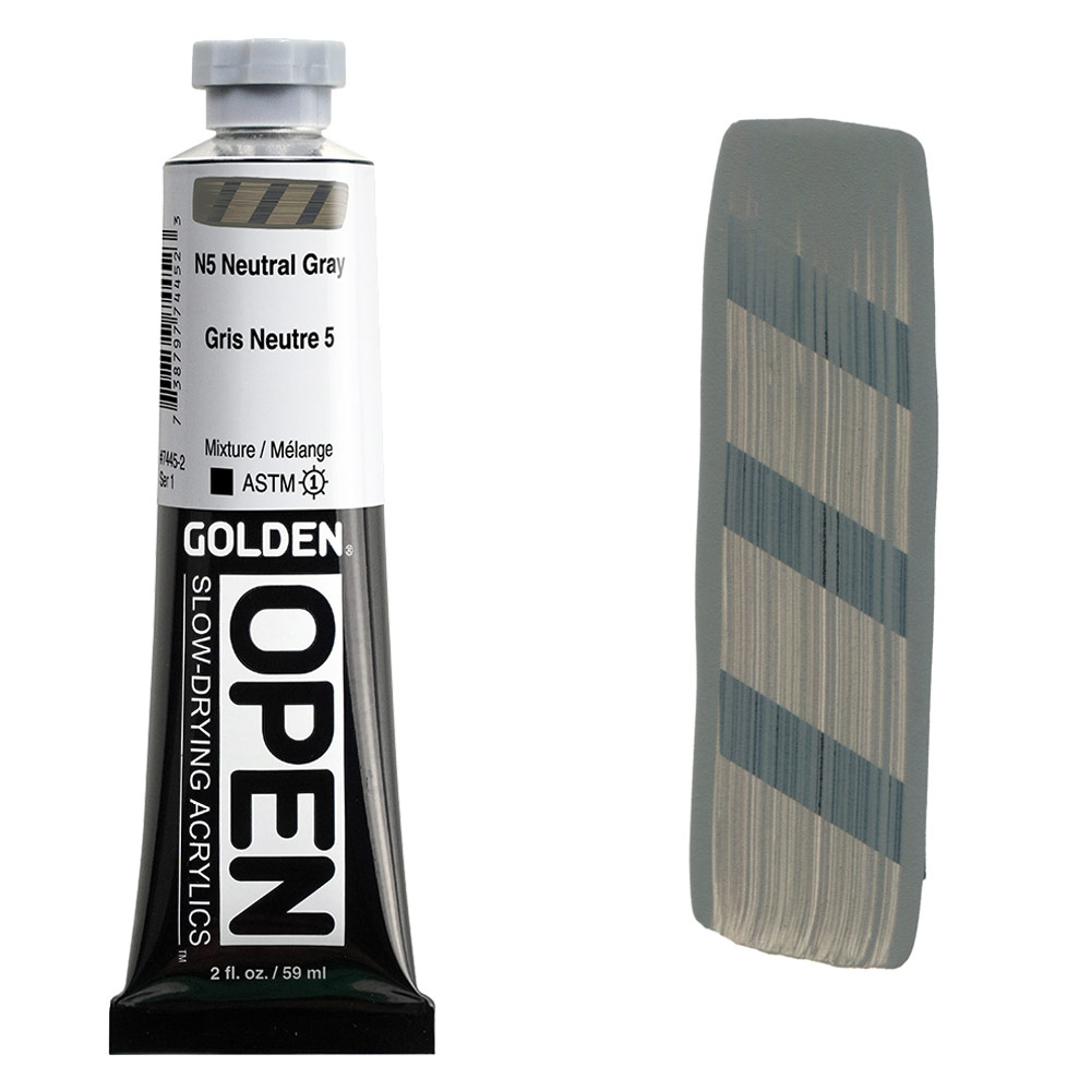 Golden OPEN Slow-Drying Acrylic, N5 Neutral Gray, 2oz